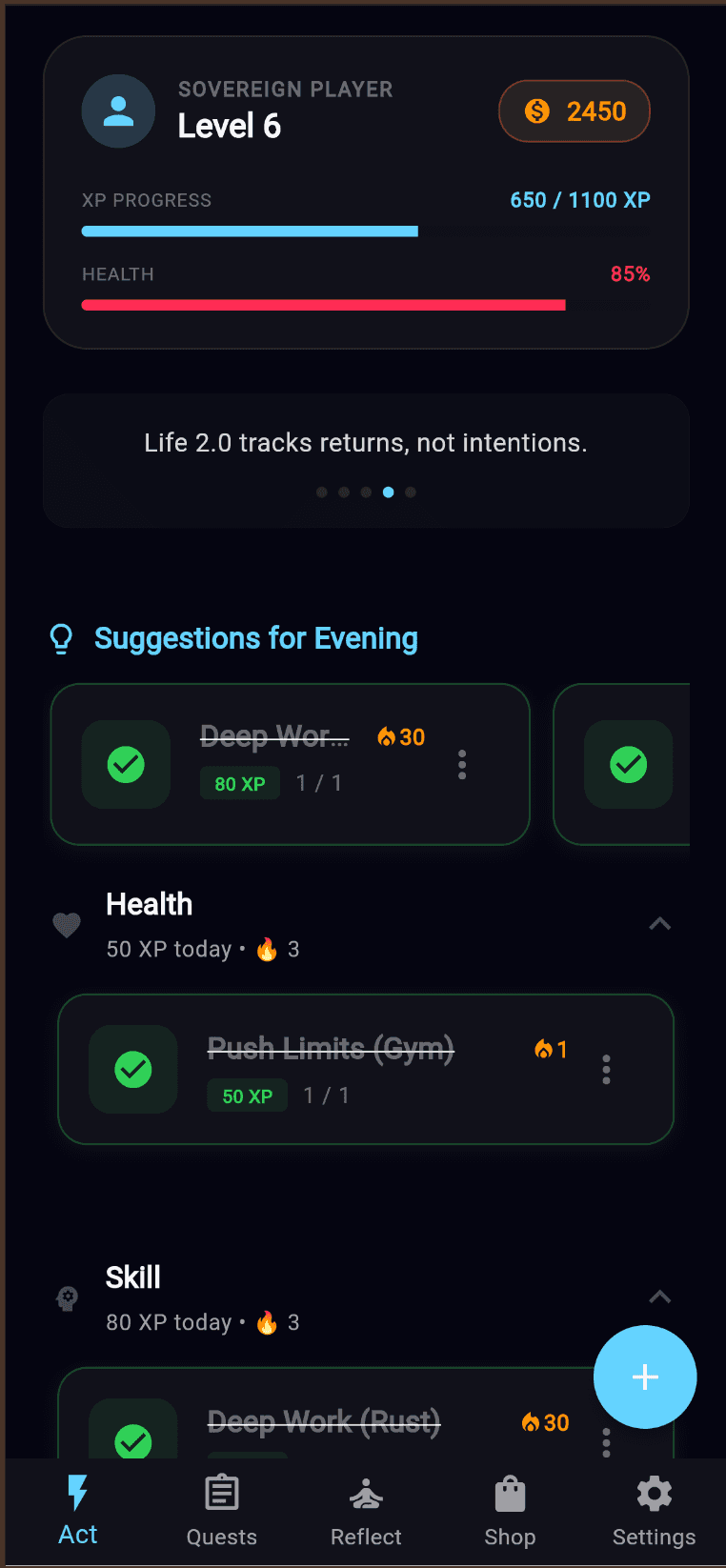 Life II App Interface